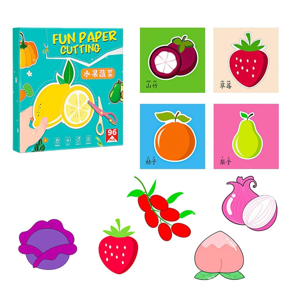 96PCS/Set Cut Paper Craft Toys Multicolor Preschool Cutting Practice Paper Art Toys  Kids Gifts