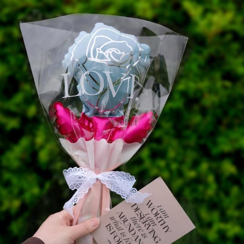 1 Stück Rosenblumen-Ballonstrauß Aluminiumfolien-Ballons Sträuße Hochzeit Geburtstagsfeier Dekoration Muttertags-Valentinstag DIY Geschenk