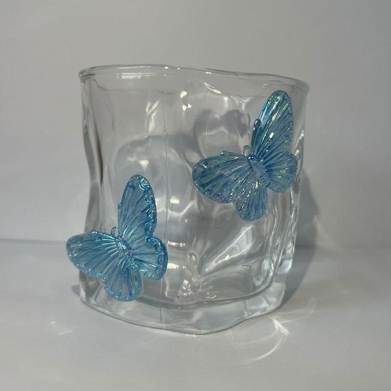 200Ml Butterfly Crystal Glasscup Ins Transparent Beer Juice Milk Glass New Home Exquisite Irregular Whiskey Decorative Glass