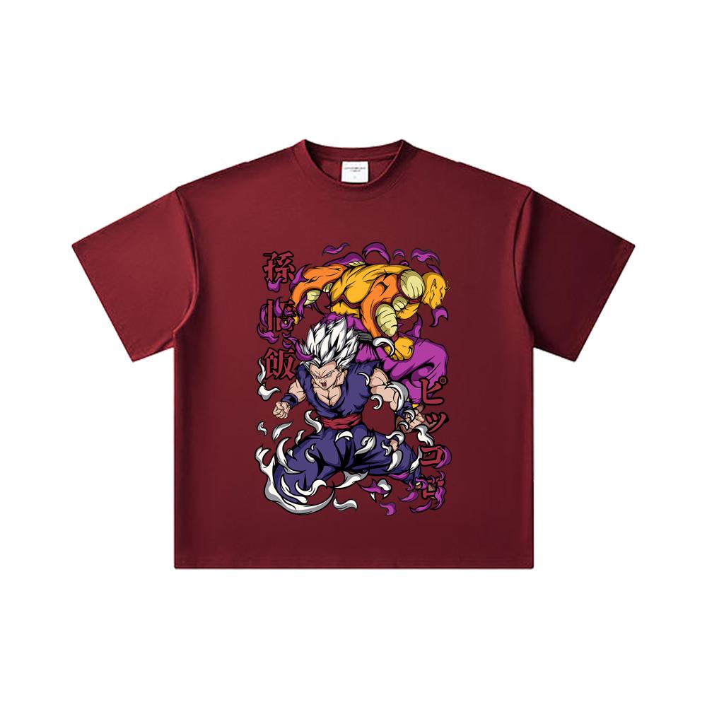 260 GSM Double Yarn 32 Count 100% Cotton Dragon Ball V57 Gohan Piccolo Print Unisex Heavy Cotton T Shirt
