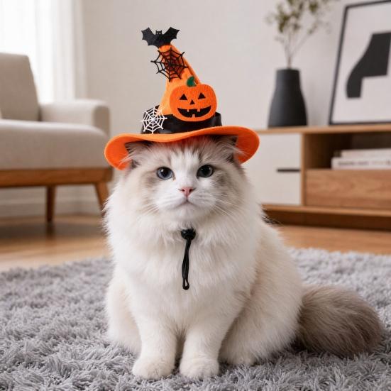 huaqianguhh Halloween Dog Hat, Adjustable Cat Witch Pumpkin Bat Cobweb Pet Hat for Small Medium Dogs Cats Holiday Costume Photo Prop
