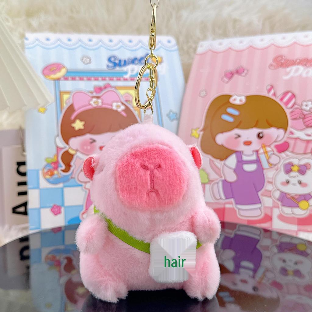 Viral Capybara Backpack Charm: Plush Toy Keychain and Pendant