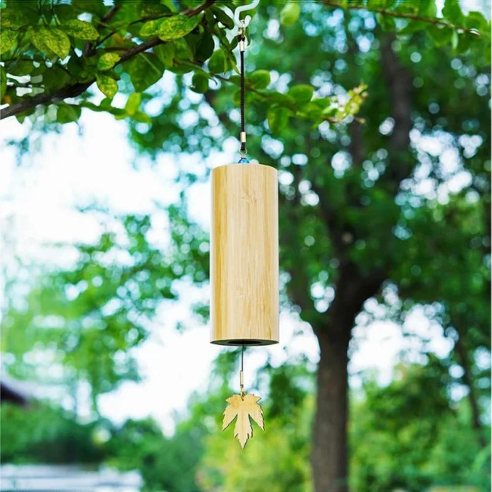 Antique Bamboo Wind Chime Yard Pendant Meditation Relaxation Chord Windbell for Outdoor Garden Patio Decorations Pure Handmade