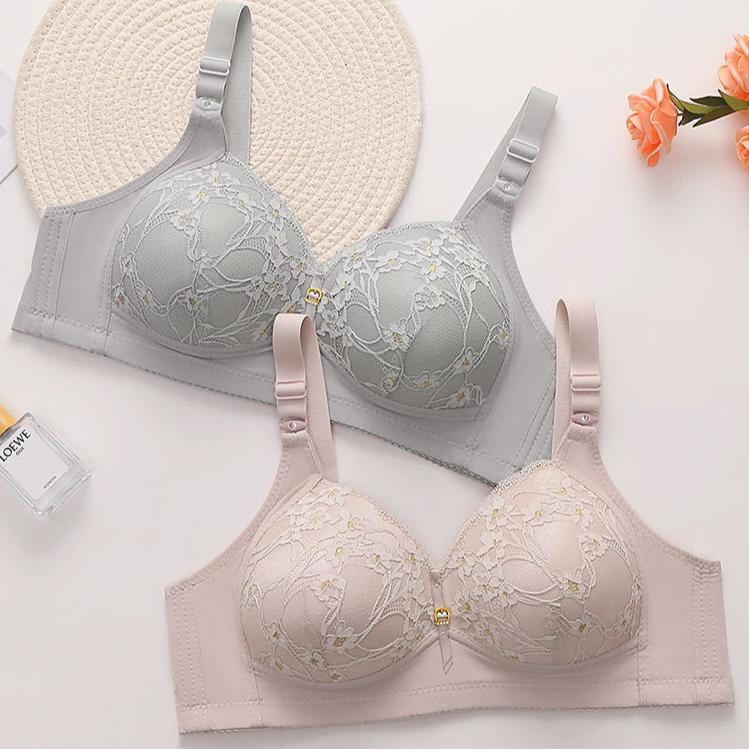 Large-sized Bras Women's Embroidered Lace Jacquard Bras Side-retraction Secondary Breasts Gathering Bras Sexy and Beautiful Back Underwear