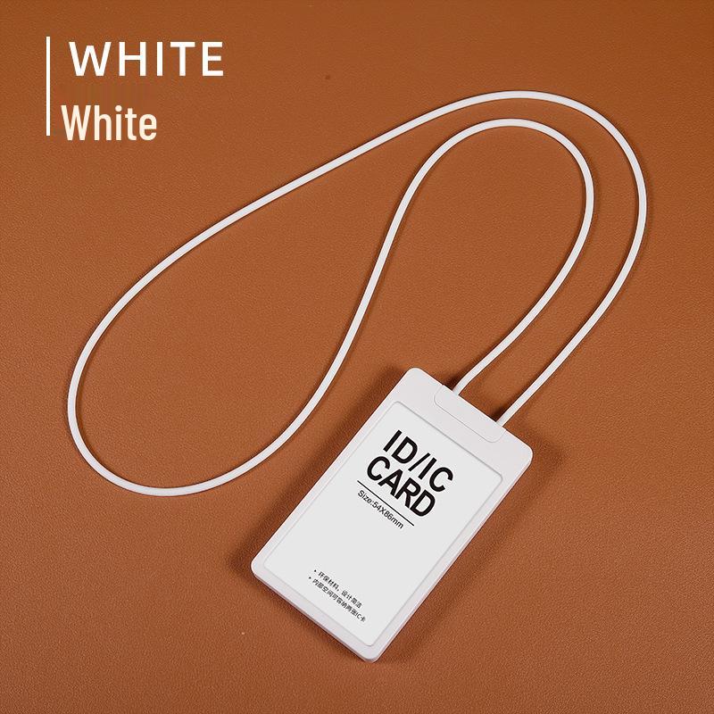 Telescopic Silicone Lanyard Card Holder with Dual Stretch белый