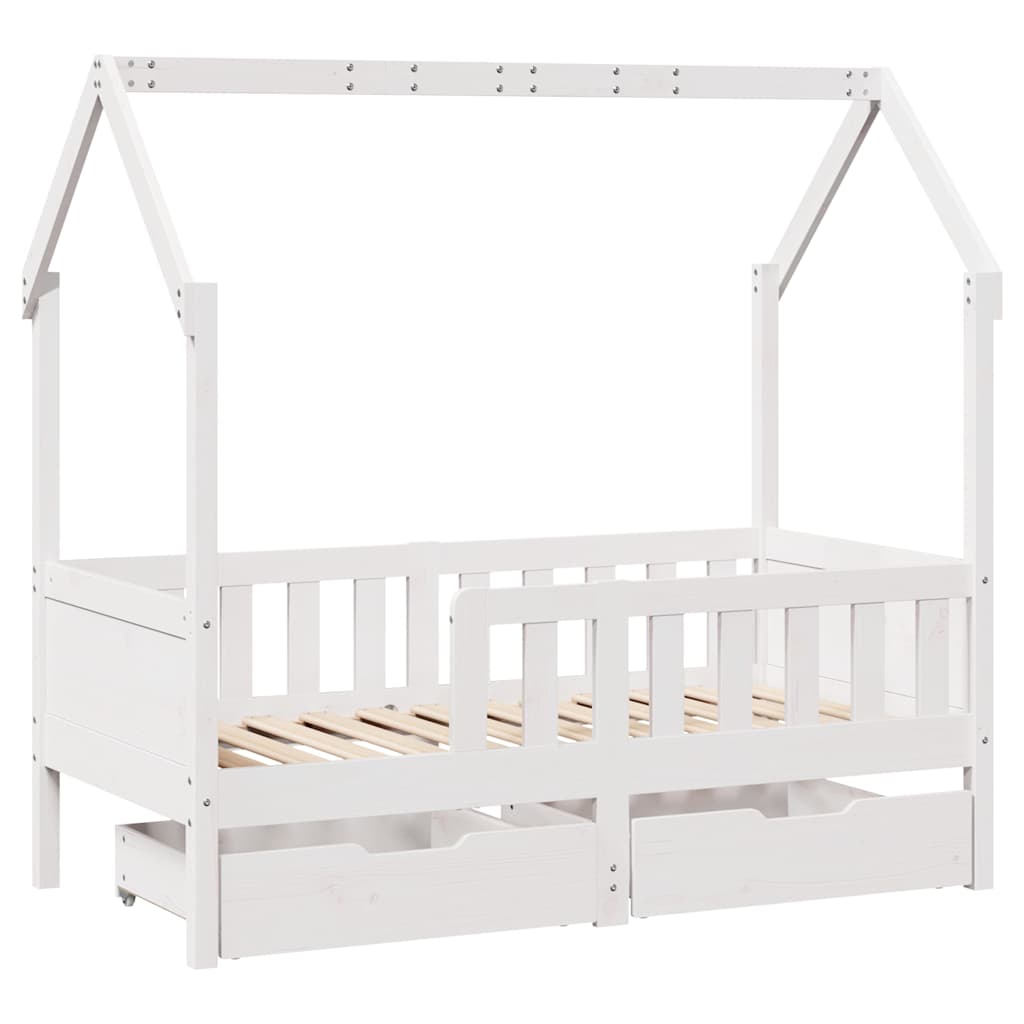 Kids Bed with Drawers 80 X 170 Cm Solid Pine Wood
