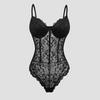Body Corset de Renda Preto Com Alças Finas Ajustáveis