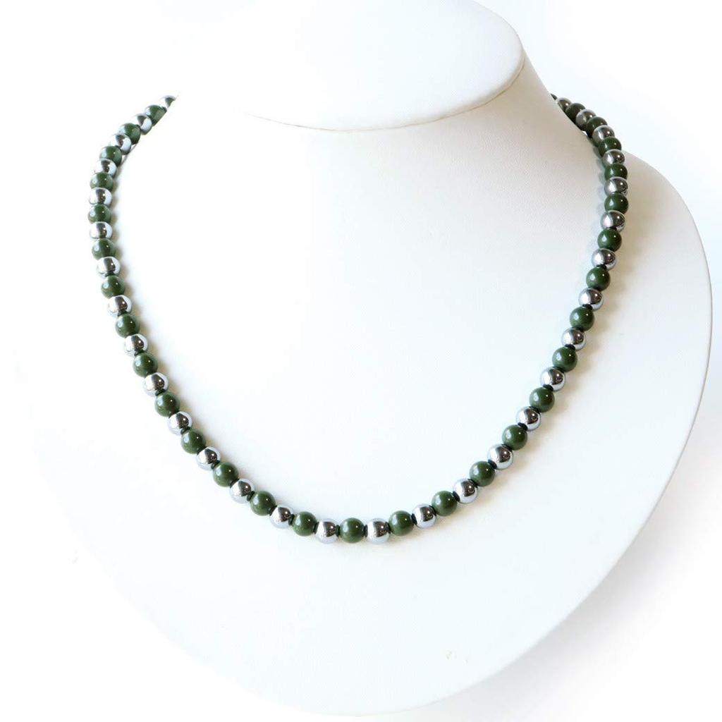 [GOLD STONE] Terahertz Green Beitou Stone Necklace, Genuine 6mm Green Hokutolite, 60cm Long
