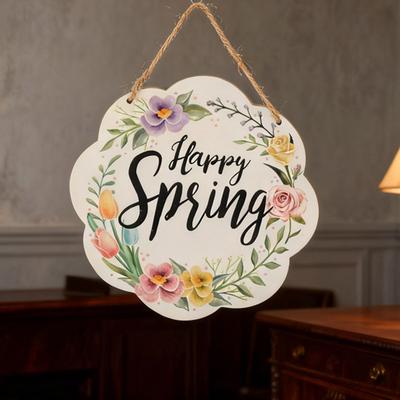 Joyeuses Pâques ! Décoration de printemps en bois à suspendre, style rustique, pour une fête de Pâques à la maison ou à la porte d'entrée. Pendentif.
