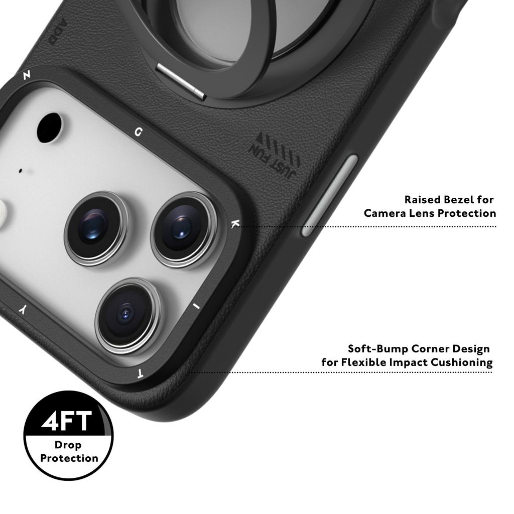 YOUNGKIT For iPhone 17 Pro Max Case Rotating Kickstand Shockproof TPU + PU Leather Phone Back Cover