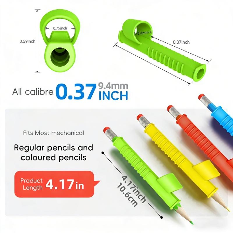 4Pcs Textured Silicone Writing Grips Improve Handwriting Skills Sensory Fidgets Toys For Kids and Children, Multicolor