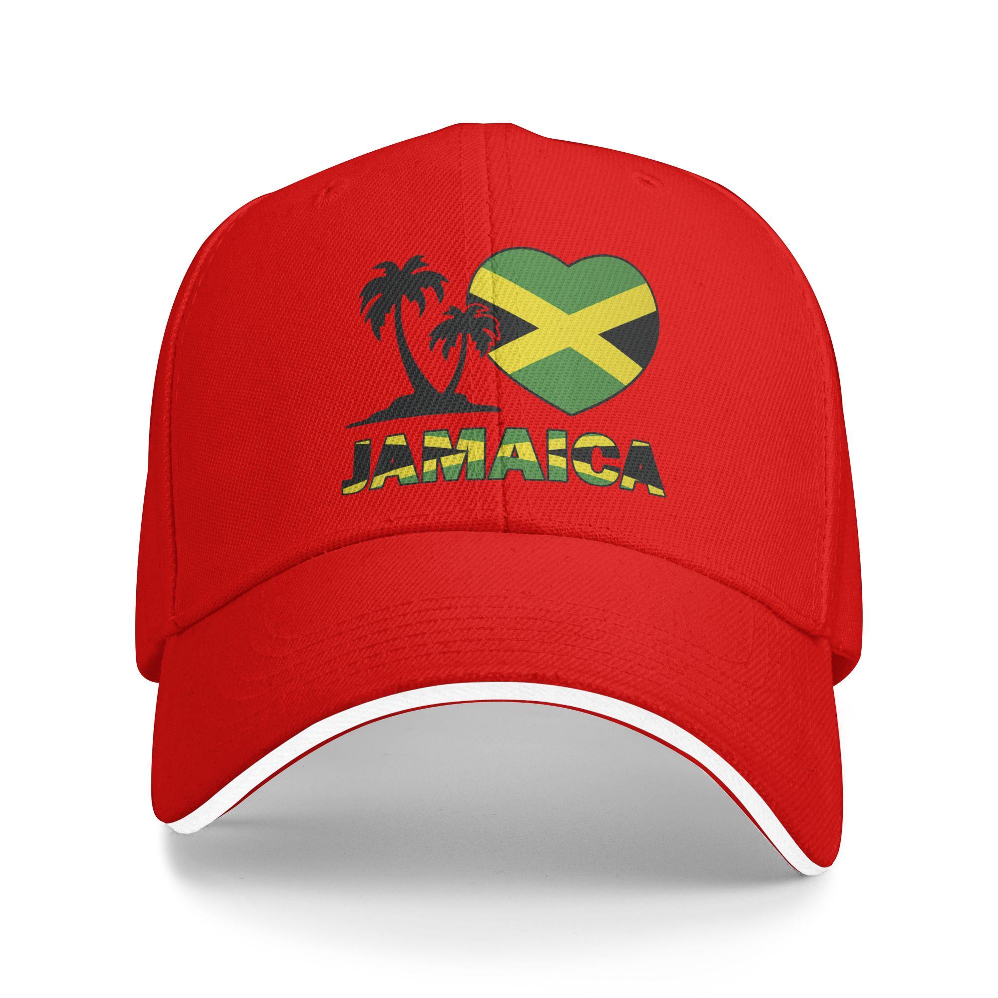 Unisexs Womens Jamaica I Love Jamaican Flag Outdoor Hat Sun Cap New Baseball Cap Golf Hats One Size