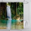 Modern 3D Printing Forest Refreshing Scenery Shower Curtain Waterproof Landscape Green Plant Mountain With Hooks Bathroom Decor
