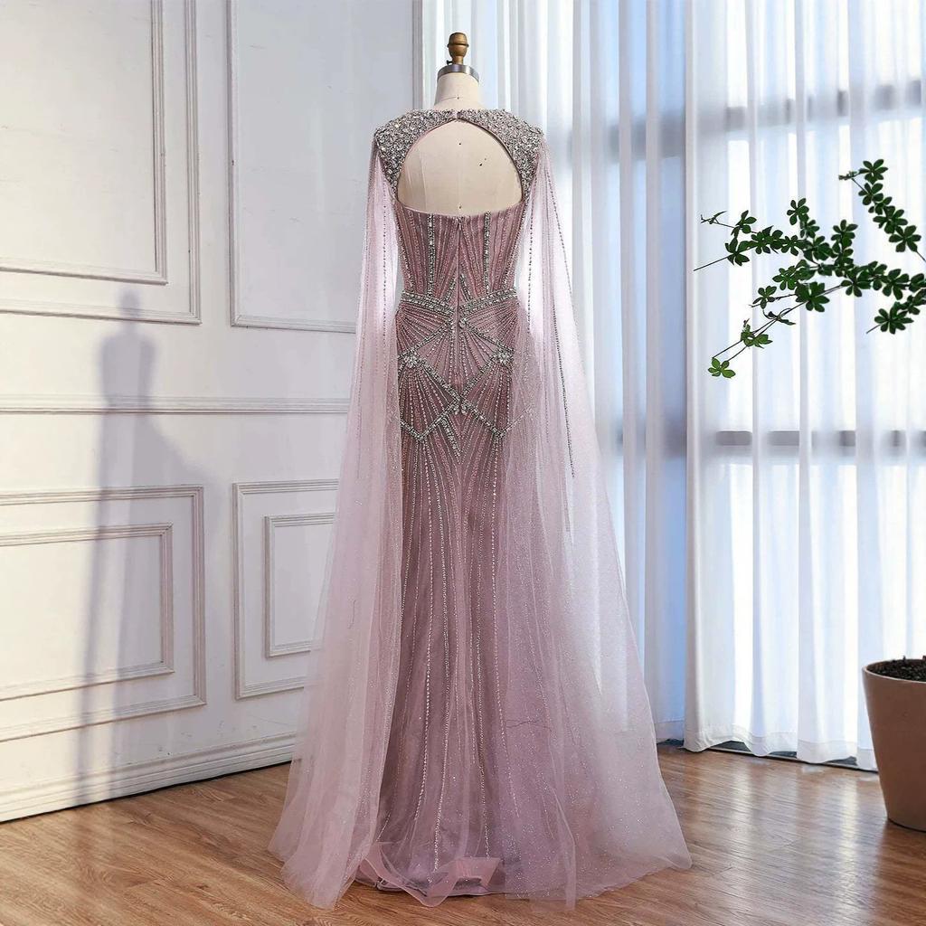 Gray flying sleeves beads luxury high-end elegant temperament annual meeting host dress skirt female LA11119