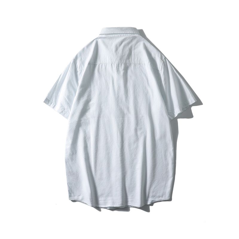 Foreign Trade Export to Domestic Sales Summer Cotton Casual White Shirt Men's Short Sleeve Outerwear New Japan fashion Cotton Shirt