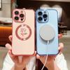 Etui z ramką 6D, z kwiatem róży z boku, dla iPhone 15 14 Plus 11 13 12 Pro Max, wstrząsoodporne, z możliwością ładowania bezprzewodowego, silikonowe, magnetyczne