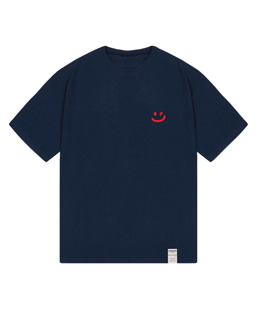 GRAVER [Unisex] Small Drawing Smile Short Sleeve T-Shirt_3 Colors