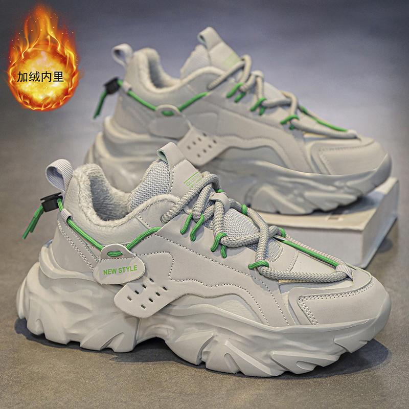 Fashion Plus Velvet Sneakers Men's Warm Constant Temperature and Cold-proof Casual Shoes Comfortable Lace-up Outdoor Sneakers