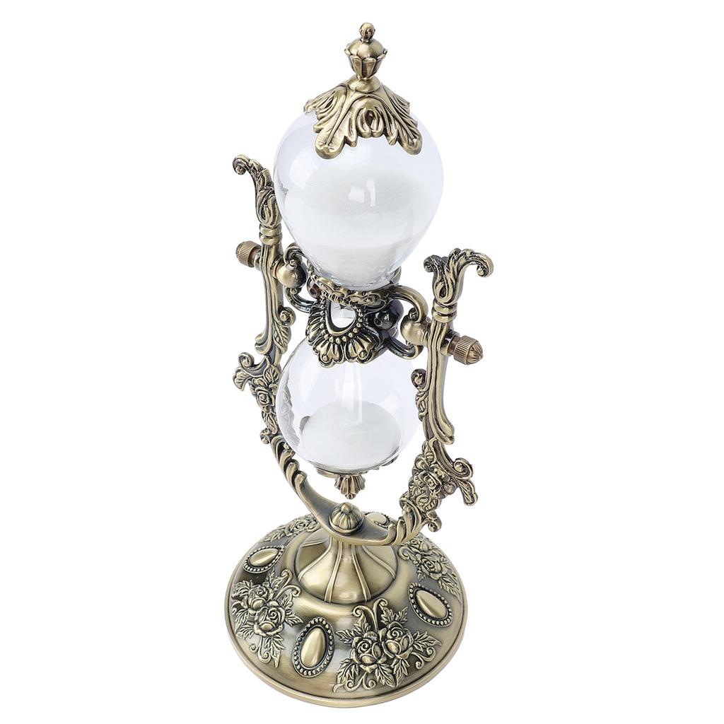 30 Minute Hourglass Antique Metal Sand Clock Vintage Engraved Sandglass Sand Timer for Home Salon Spa Meditation Desk Decor