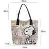 [hgTUP] Snoopy Tote Bag, Canvas Tote Bag, Large Capacity, Snoopy Shoulder Bag, Canvas Tote Bag with Zipper and Interior Pocket, Eco Bag, Meeting Bag,