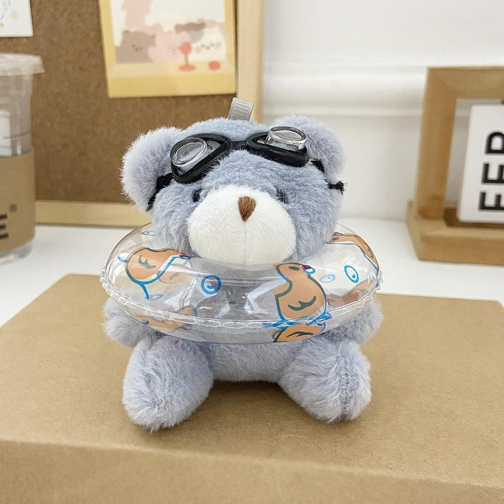 

Мягкий брелок Медведь для плавания ПВХ Плюшевый медведь Брелок Каваи Очки Подвеска в виде животного Женский серый