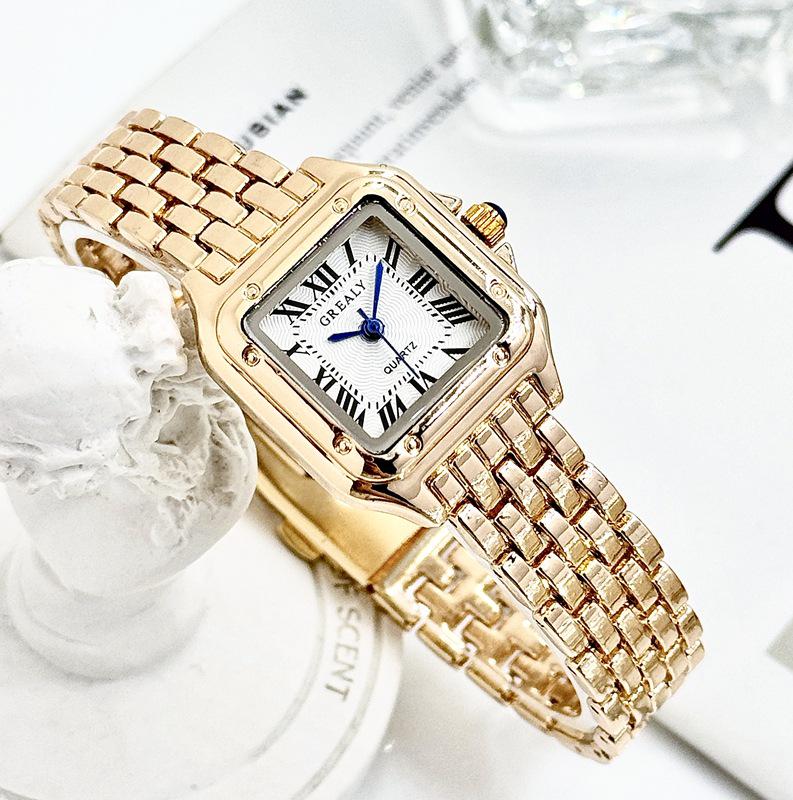 GREALY Women's Classic Retro Square Waterproof Diamond Quartz Watch