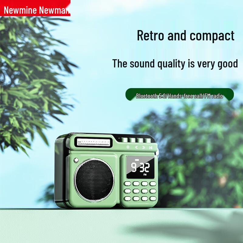 Newmine Retro Portable Bluetooth Speaker with FM Radio and Recorder