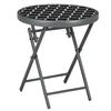 Folding Coffee Table, Tempered Glass Top, Metal Pattern, 45 x 50 cm, Black