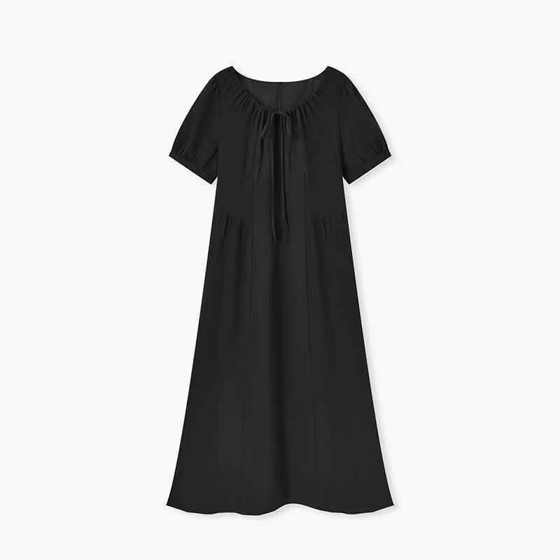 EICHITOO Women's Elegant Short-Sleeve Black Midi Dress