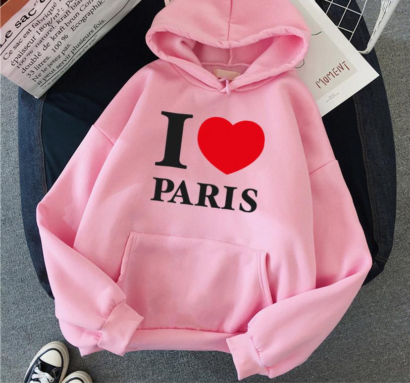 Women Hoodies Fashion Autumn Paris love Printed Hip Hop Fleece Woman Casual Streetwear Male Y2K Clothes Hoody Hoodie Pullover