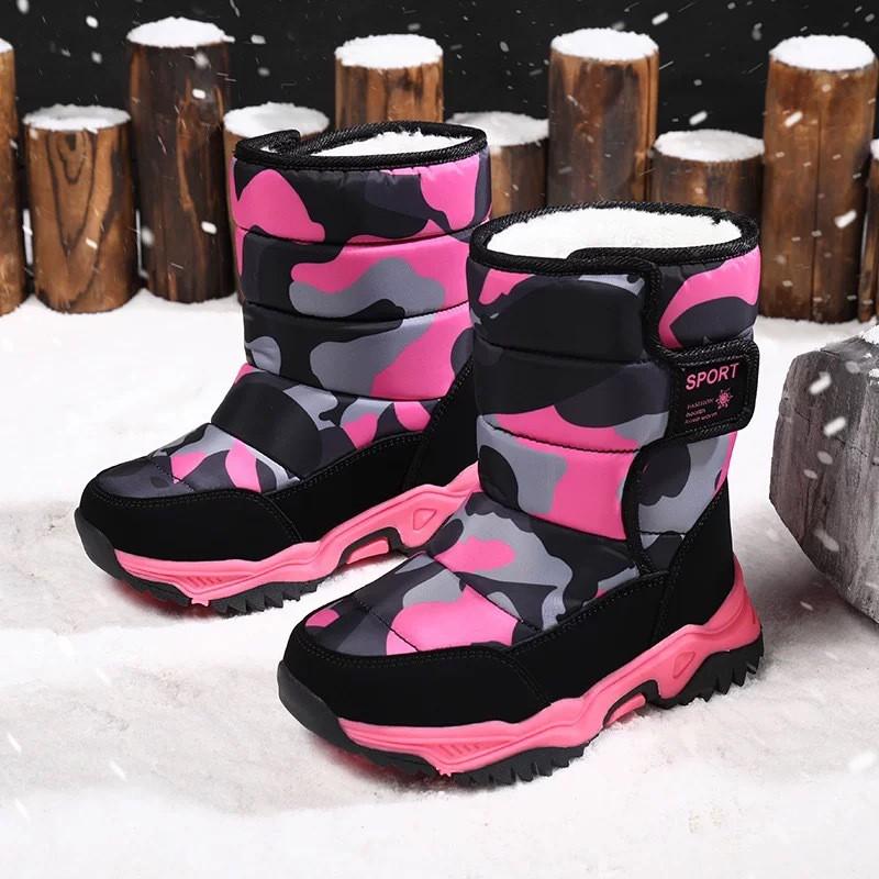 Kids Winter Snow Boots Girls Boys Waterproof Anti-Slip Warm Fleece-Lined Short Ankle Cold Weather