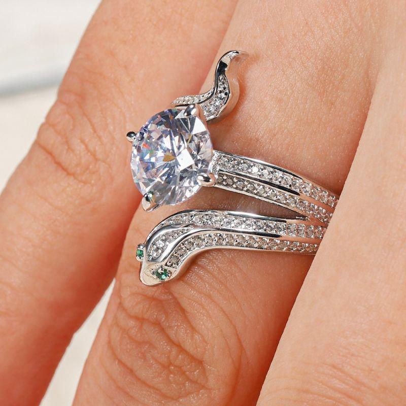 Huitan Personality Snake Finger Ring for Women Green Eye Trendy Accessories Daily Wear Party Statement Female Jewelry Drop Ship