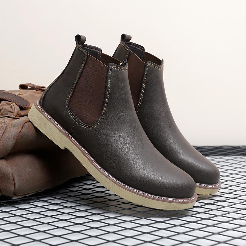 Fashion Men Retro Cowboy Boots PU European and American Business Office High Quality Chelsea Boots Outdoor Training Boots Size 38-48