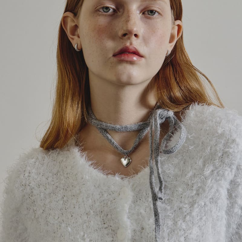 eenie beenie angora soft heart tie necklace