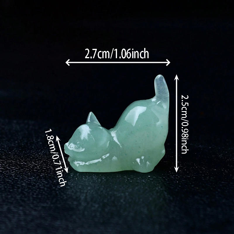 1.2" Katzenstatue Natürlicher Reiki Heilstein Kristallquarz Glücksbringer Edelsteinhandwerk Heimdekor Tier Geschnitzte Figuren