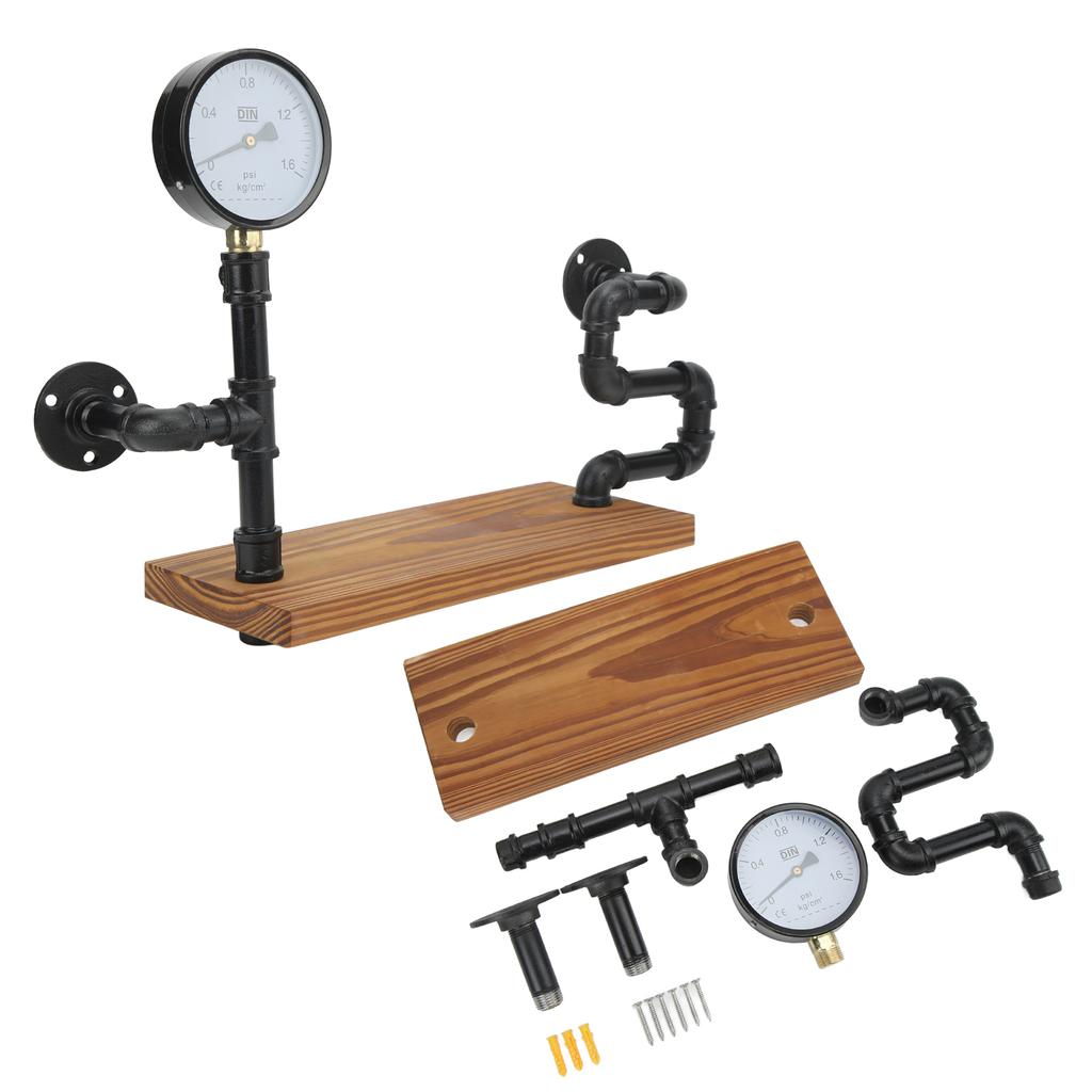Wrought Iron Wall Shelf Space Saving Retro Industrial Style Wall Hanging Water Pipe Storage Rack
