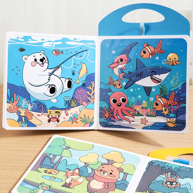 Early Education Animal Cognition Water Painting Book, Repeated Graffiti Water Coloring Painting Book, Children'S Sticker Toys