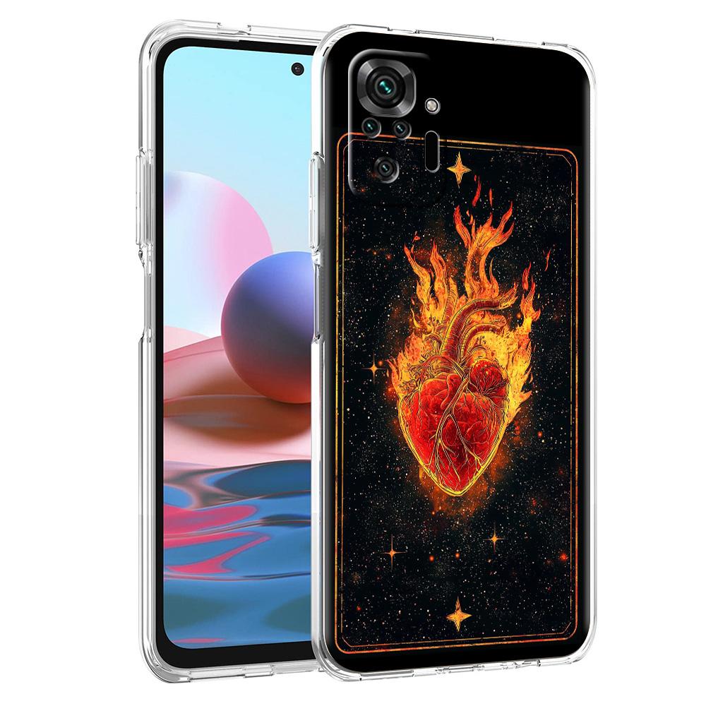 Phone Case For Xiaomi Redmi Note 15 14 5G 13 12 10 11 Pro Plus 4G 14C 13C 12C Soft TPU Cover Flame Pattern