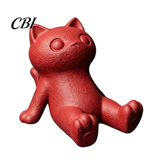 Hands Free Video Stand Cute Cat Phone Stand, 3D Printed Lying Desk Holder for Cell Stable Smartphone Tablet, Mount Home Office Decor, Gift Lovers
