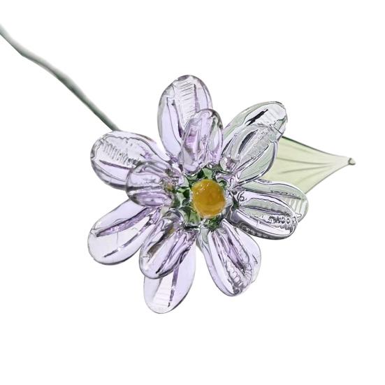 Ručně foukaná skleněná květinová dekorace s drátěným stonkem, ručně vyráběná figurka s barevnou glazurou, květinová váza, ozdoba do domácího obývacího pokoje, na kancelářský stůl