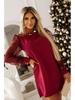 2025 European & American Fashion Mesh Sleeve Round Neck Midi Dress
