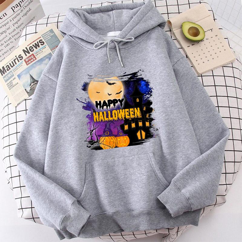 (High Quality Hoodies)Fashion Autumn And Winter Happy Halloween Print Hoodie Sweater Unisex And Women Pullover Casual Top