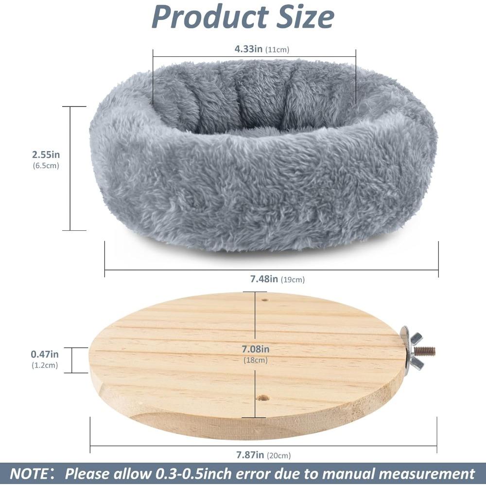 Warm Bird Nest for Cage, Removable Plush Parrot Hammock Resting Perch Platform for Budgies Cockatiel Conure Parakeet Hamster, Washable Nesting Bedding
