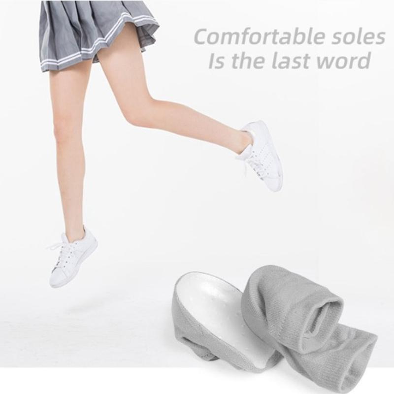 Unisex Height Increase Socks Thickened Invisible Silicone Shoe Lift Heel Pads Anti-Slip Open Toe Socks Shoe Accessories