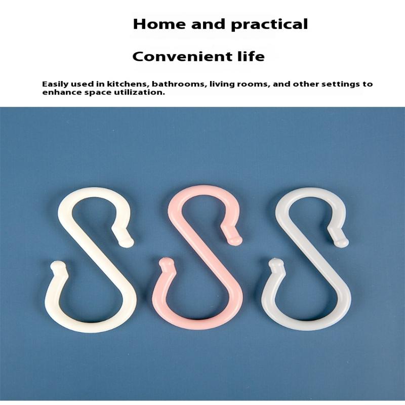 8Pcs S-Shaped Door Behind Hook Multi-Purpose Kitchen Hooks Wardrobe Clothes Cross Bar Universal Portable Bathroom Plastic Hook