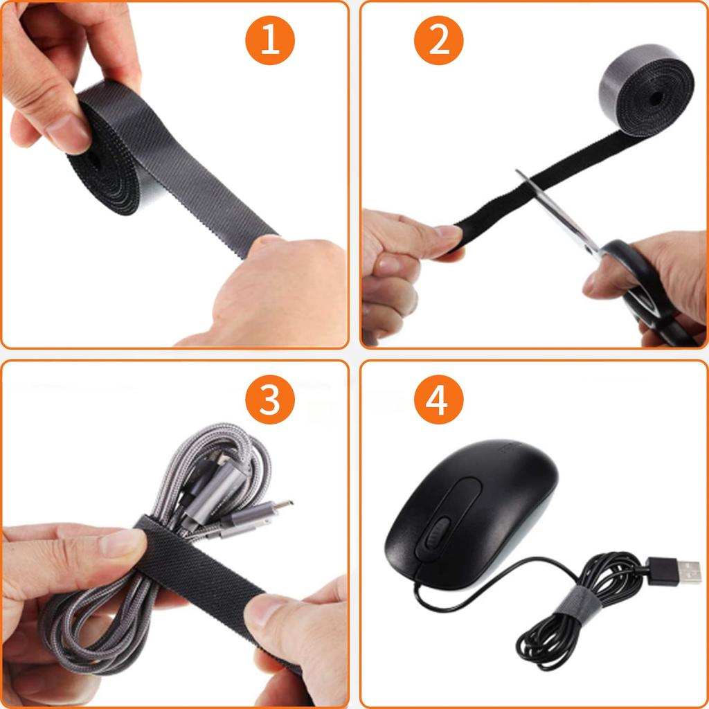 5M/Roll Fastening Cable Ties Reusable Hook and Loop Cable Organizer Straps Fastening Tape For Wires Managing Household Organizer