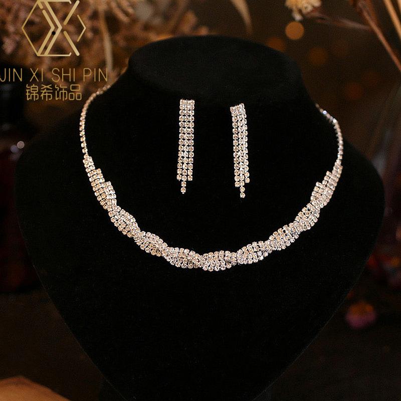 Claw Chain Necklace Earrings Set Two-piece Set Woven Neck Chain Collarbone Chain Dinner Accessories Women