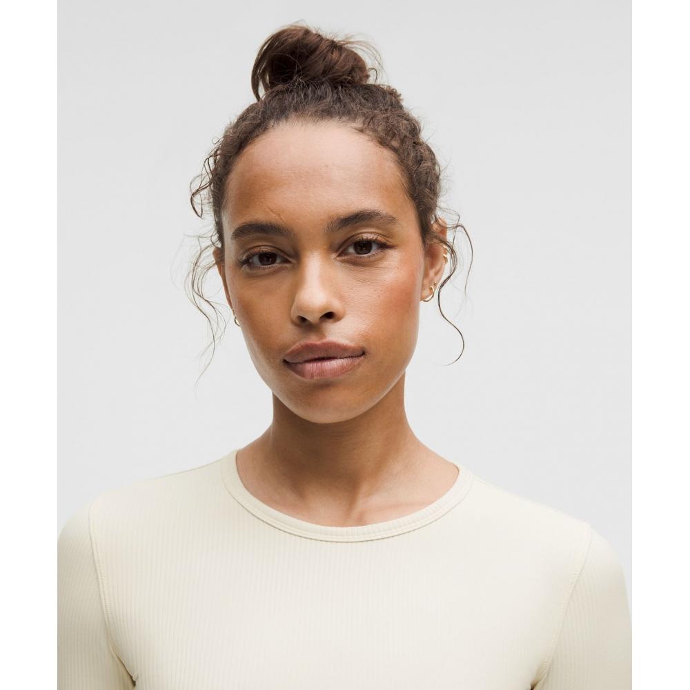 Lululemon All It Takes Back Twist Ribbed Long Sleeve Shirt Light Ivory