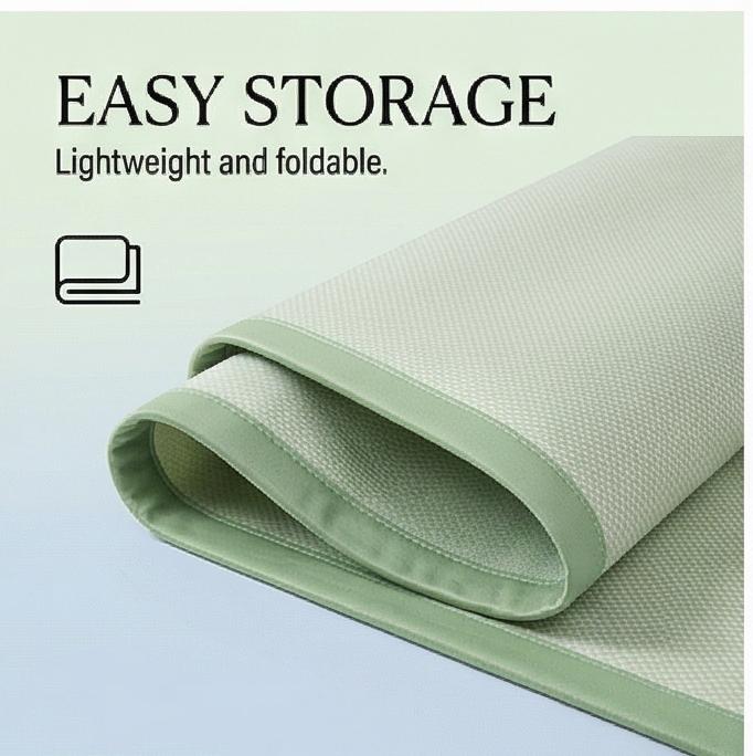 Cooling Ice Silk Rattan Mat 3-Piece Set Foldable Fitted Sheet 150/180x200cm Dorm Summer
