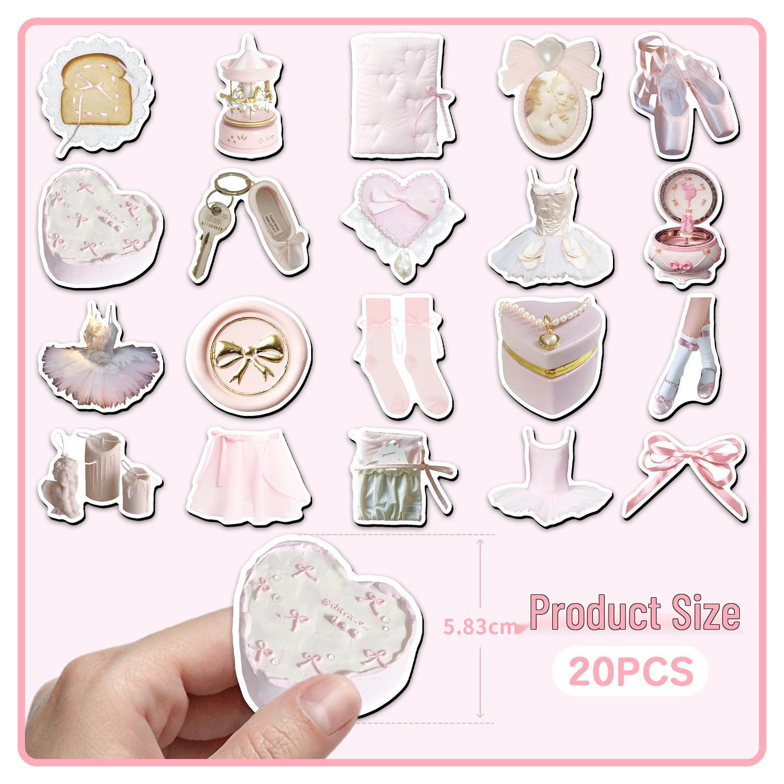 20pcs Ballet-Inspired Soft Heart Magnets - Cute, Waterproof, Korean Style Refrigerator Stickers 5.5-8.5 cm